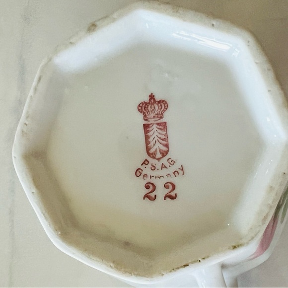 Antique PSAG Schonwald Bavaria Porcelain Hand Painted Creamer Stamped Germany 22 - Picture 4 of 8
